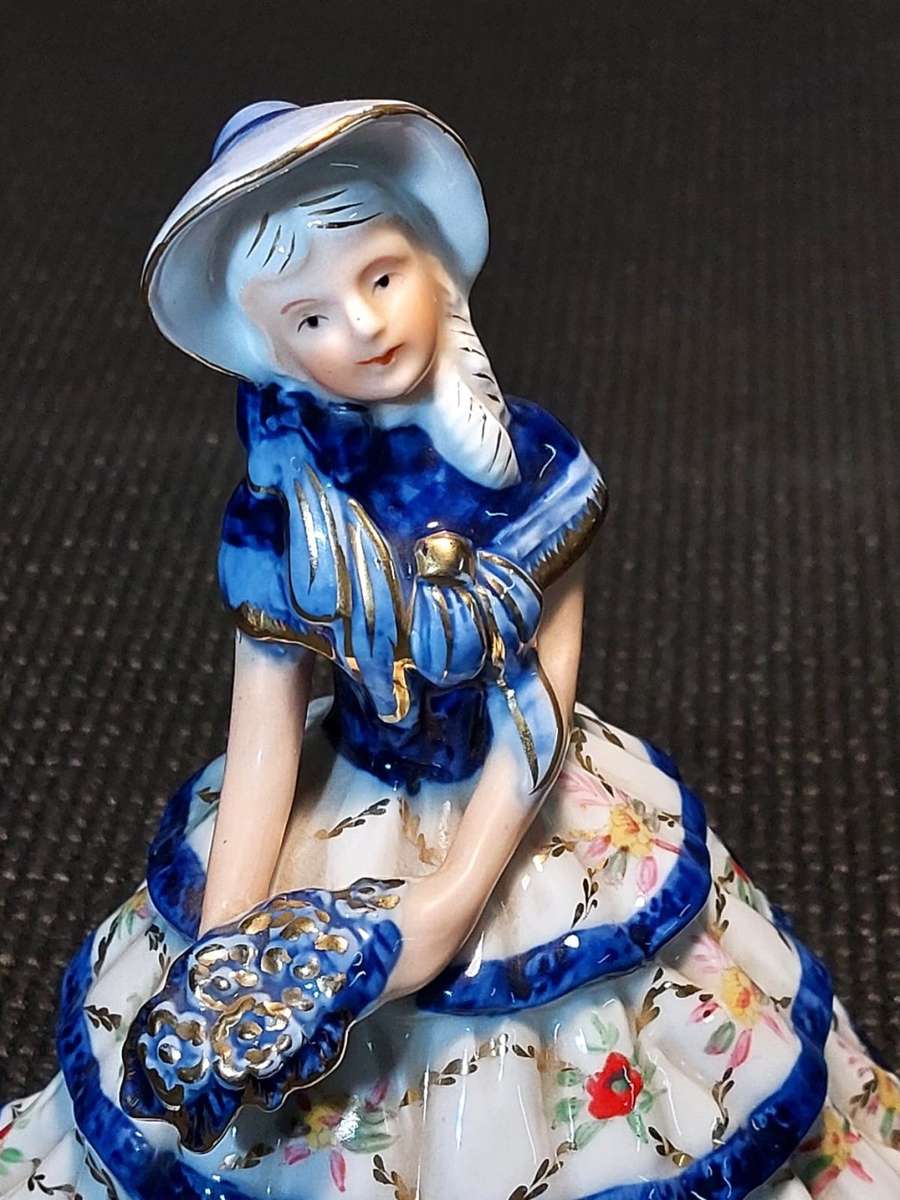Porcelain & Ceramic KPM STYLE VICTORIAN DRESSED LADY HAND PAINTED